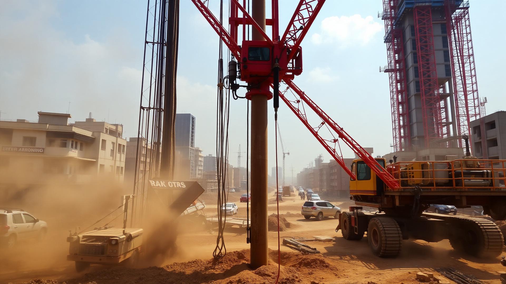 Piling rig working on a deep foundation site in Chennai